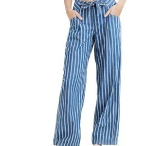 American Eagle Outfitters Blue and White Striped Wide Leg Pants